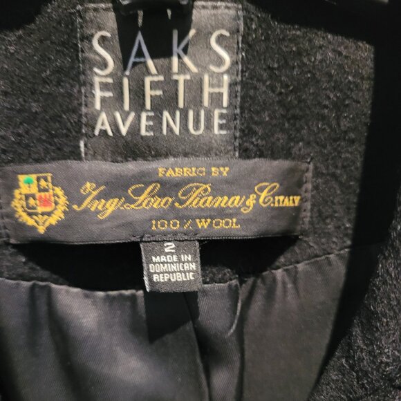 Saks Fifth Avenue x Loro Piana 100% Wool Coat Black Size 2 - Picture 4 of 6